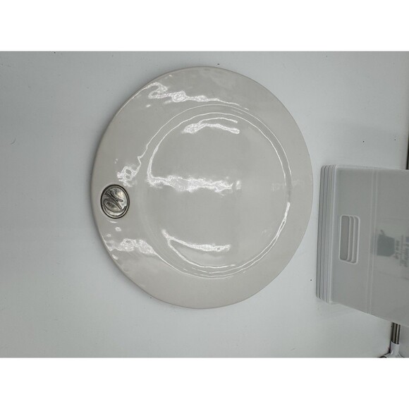 VAGABOND HOUSE WHITE CHARGER -Pewter Monogram “M”- 13 1/8" 0501C - Picture 2 of 8